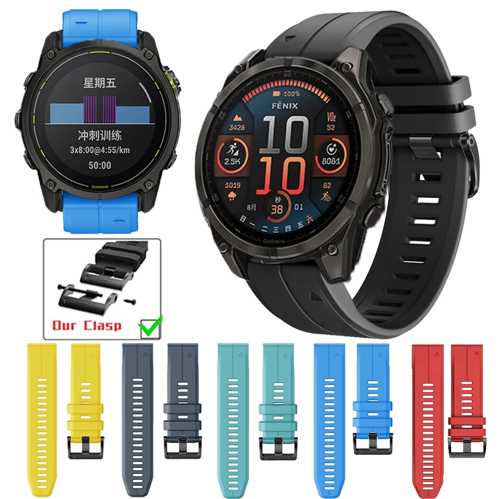Ремешок для часов 26 22 мм Garmin Fenix E 8 47 51 7X 7 Pro 6 6X Sapphire 5X 5 Plus Enduro 3 2 Солнечный