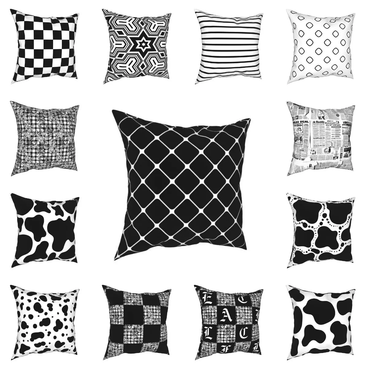 

Black And White Theme DIY Cushion Pillowcase Plush Cushion Cover Square 45x45CM Can Be Customized