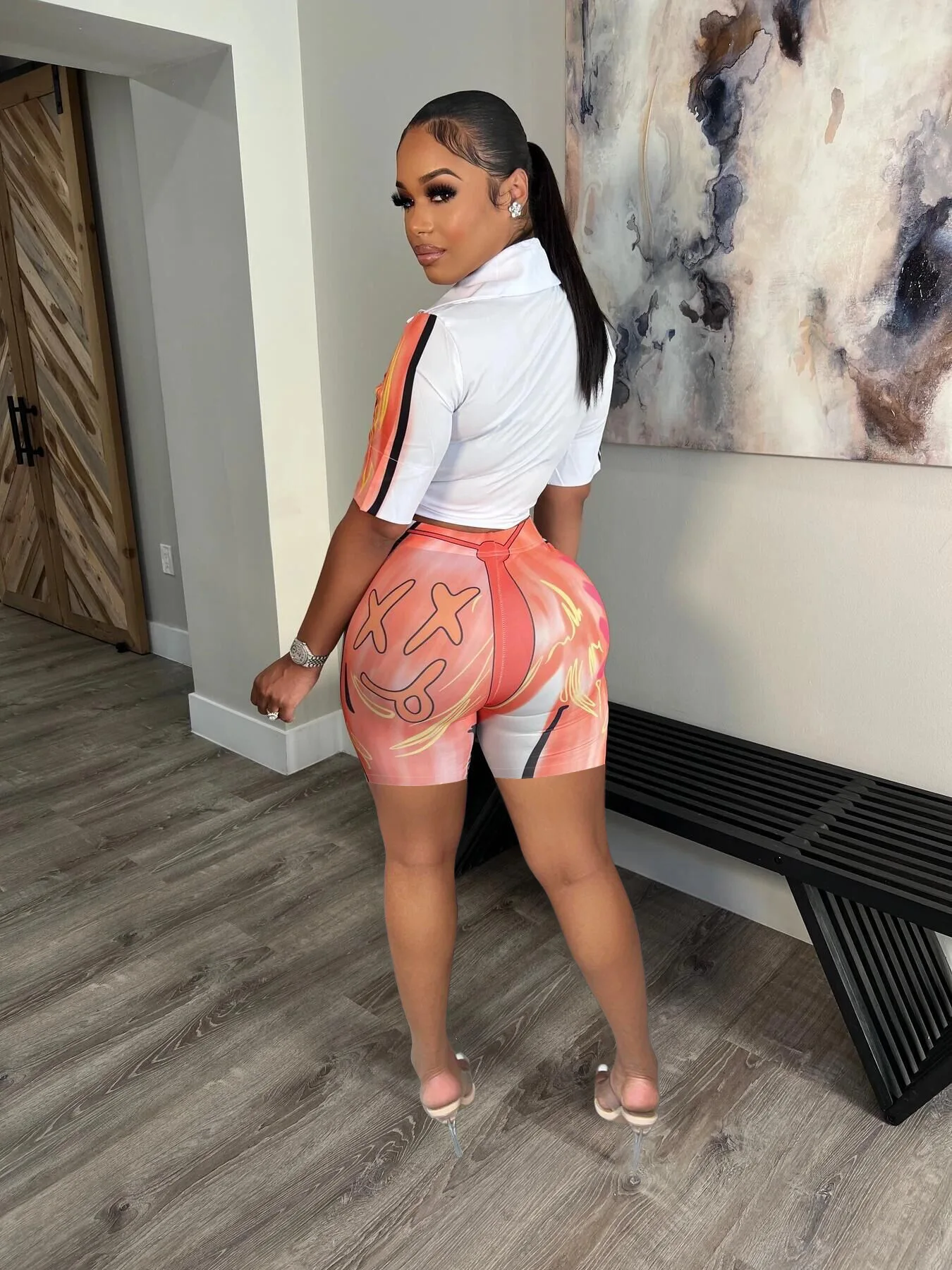 Женский комплект из 2 предметов с 3D-принтом летний женский спортивный костюм