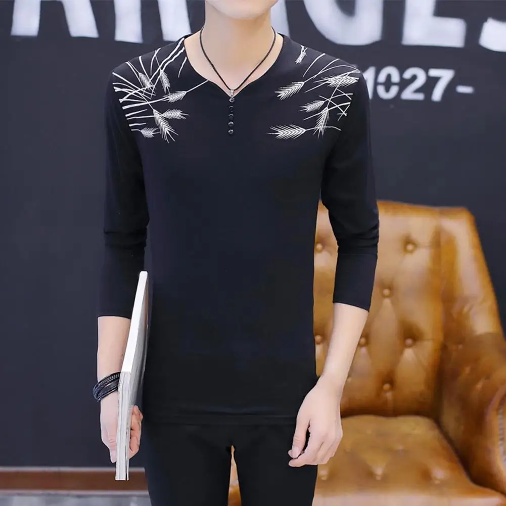 

Мужская футболка с тонкой строчкой, супермягкая повседневная одежда, рубашка с защитой от пиллинга и растительным рисунком, Мужская Базова...