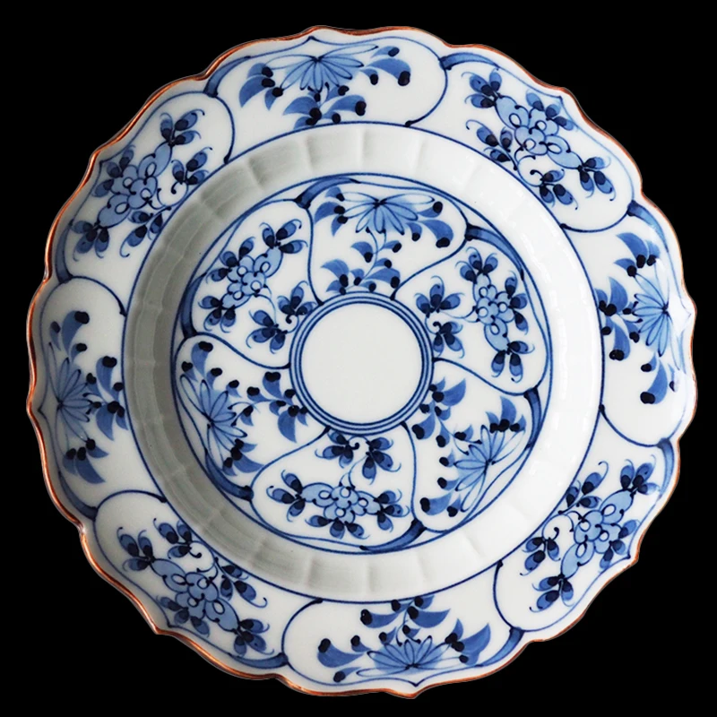 Japanese Blue and White Porcelain Dinner Plate Ceramic Plates Vintage Dessert Dish Upscale Fruit Dishes Decoration Tray Crafts