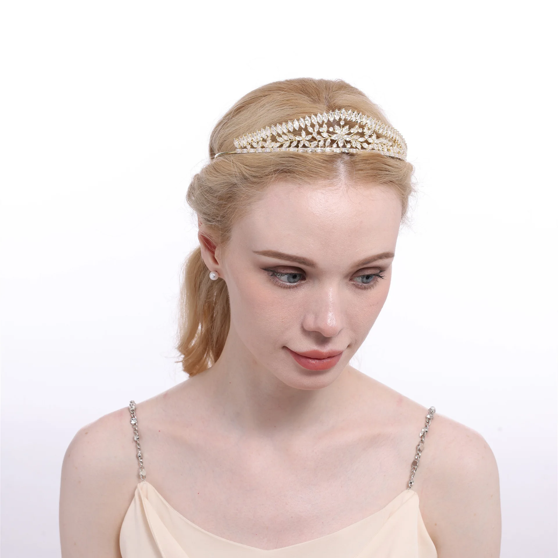 Купи Jewelry GS0176 Bridal Hair Accessories Vintage High Quality CZ Cubic Zirconia Zircon Wedding Tiara and Crowns за 1,067 рублей в магазине AliExpress