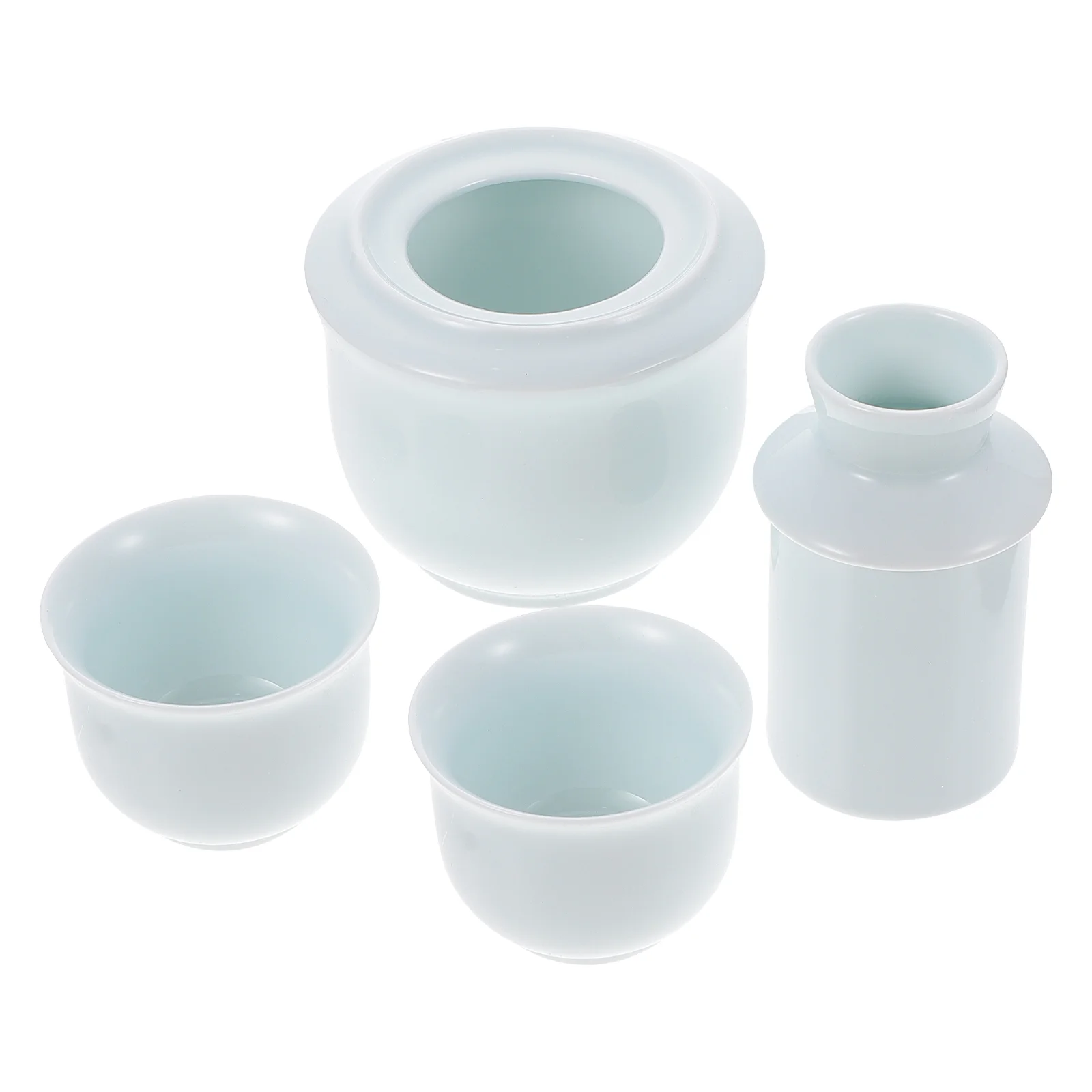 

1 Set of Household Warmer with Warm Kettle and Drinking Cups (Sky-blue)
