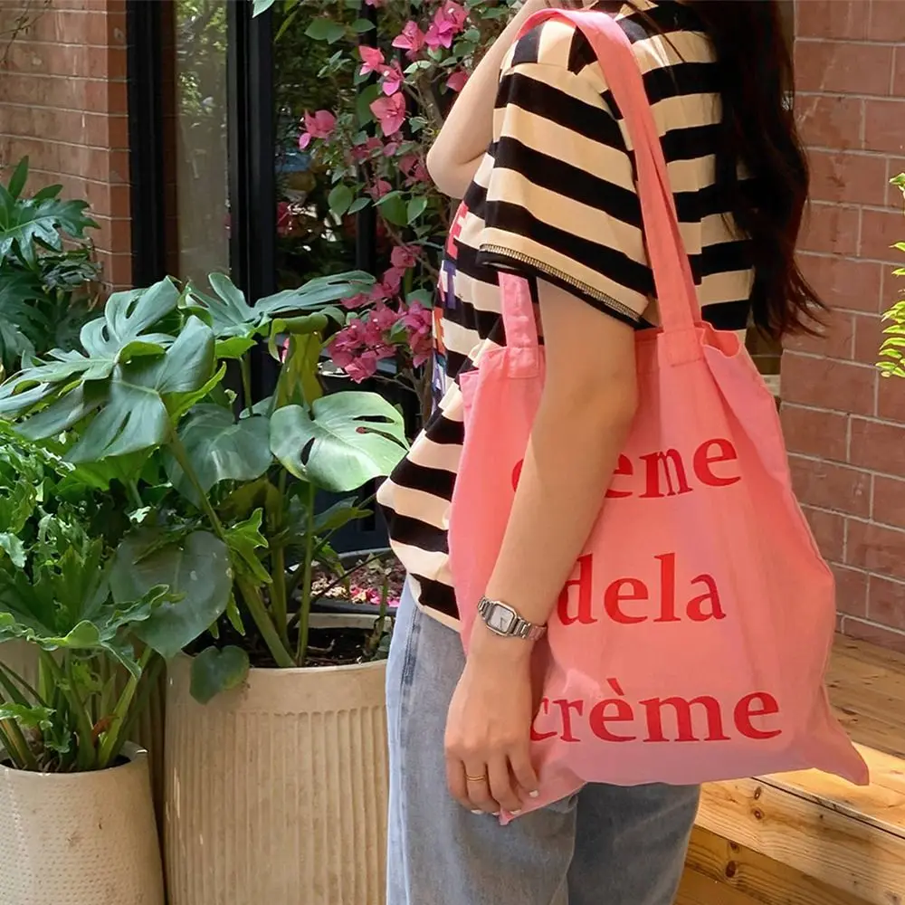 

Wash Bag Cosmetic Bag Pink Color Storage Bag Beach Bag For Girls Letter Canvas Handbag Women Shoulder Bag Ins Tote Bag