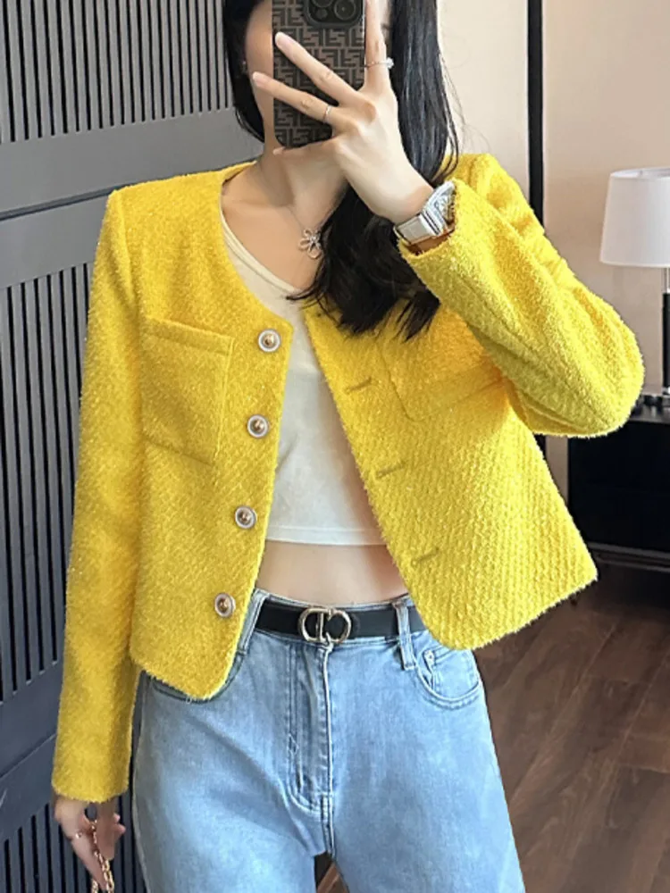 

2023 Fall Winter New Plaid Tweed Women Jacket Coat Woolen Short casaco feminino chaquetas para mujeres jaqueta feminina abrigo