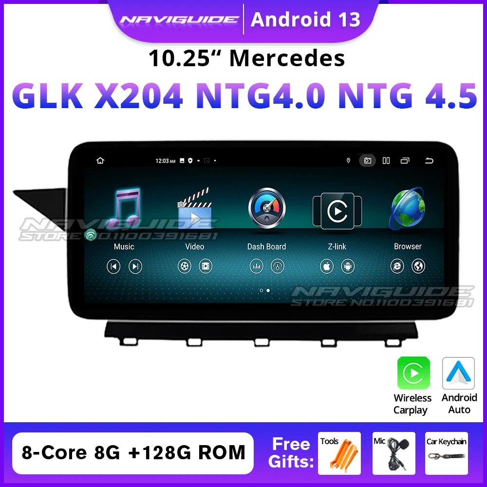 NAVIGUIDE 10 25 'ɺndroid 14 Автомобильный радиоприемник для Mercedes Benz GLK Class X204