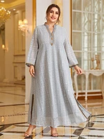 toleen women large maxi gray dresses 2022 spring luxury elegant plus size for party evening festival long muslim robe clothing