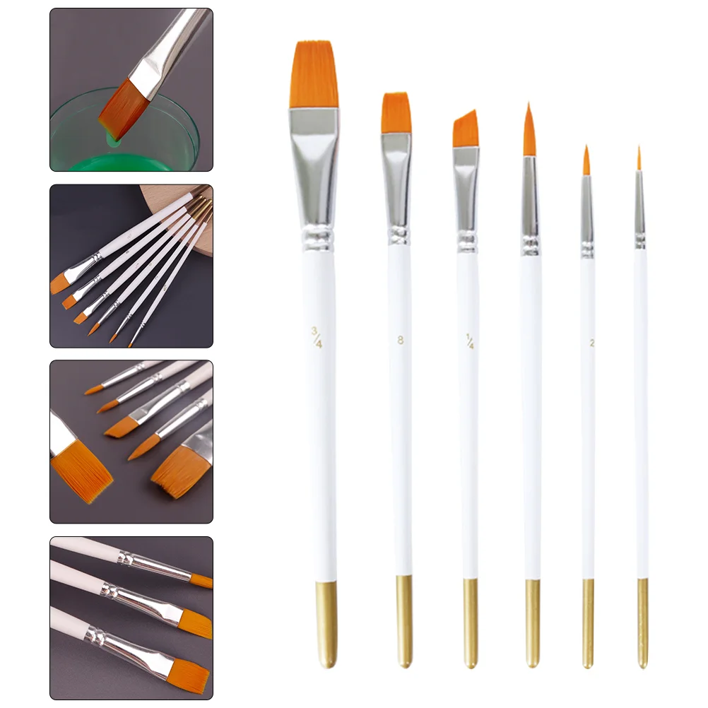 

6Pcs Brush Filbert Tipped Brushes Brushes Brushes Artist Brushes Watercolor Painting Tool