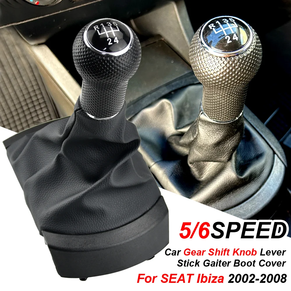 

Leather Car Styling Gear Shift Knob Lever Gaitor Boot Dustproof Cover Case For SEAT Ibiza 2002 2003 2004 2005 2006 2007 2008