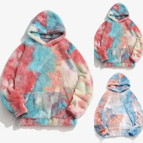 Women Oversized Hoodie Pullover Long Sleeves Fleece Warm Hoodies Sweatshirts Winter Warm Blanket Hoody Tie-dye Print Hoodies