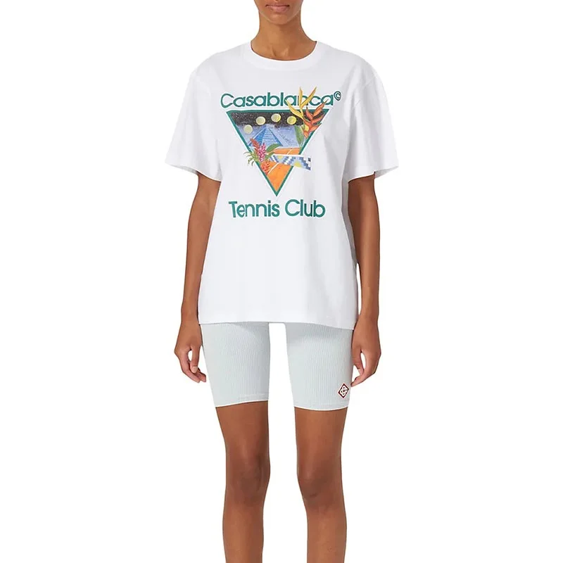 Summer casablanca Tennis Club Court monogram Print Loose Everything Short sleeve Tide brand CASA cotton Top T-shirt images - 6