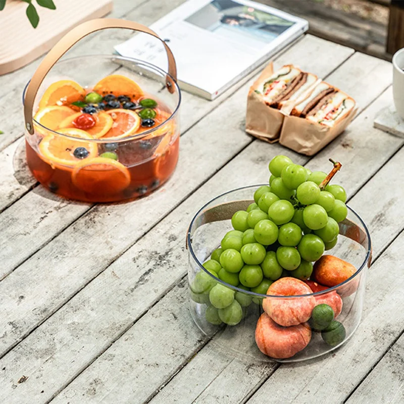 Скандинавская портативная пластиковая миска для фруктов прозрачная корзина