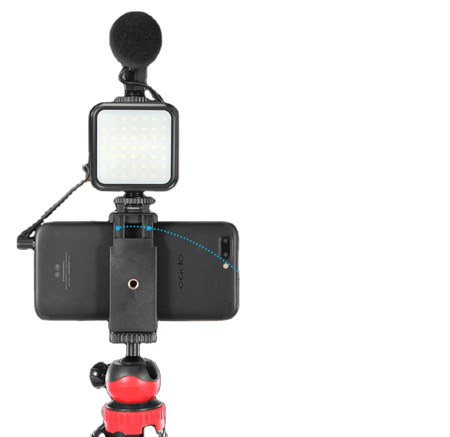 

KIT-04LM Microphone Vlog Kit with Tripod Hot Shoe Phone Holder Mount LED Video Fill Light Wireless Control for DSLR SLR Phone