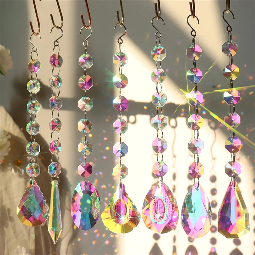 Crystal Suncatcher Prism Rainbow Catcher Pendant Window Hanging Wind Chime Car Charm Garden Home Wedding Decoration