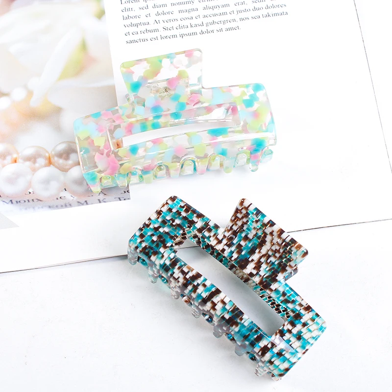 

2.95inch Acetate Sheet Hair Claw for Women Ladies High-end Rectangle Hollow Hair Clips Hair Clamps Hair Accessories Headwear