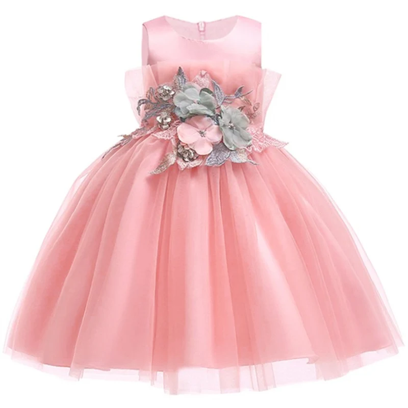 

2019 Elegant Ball Gown Formal Evening Wedding Dress Girl Princess Flower Dress Children Wedding Party Clothing For Girl Clothes
