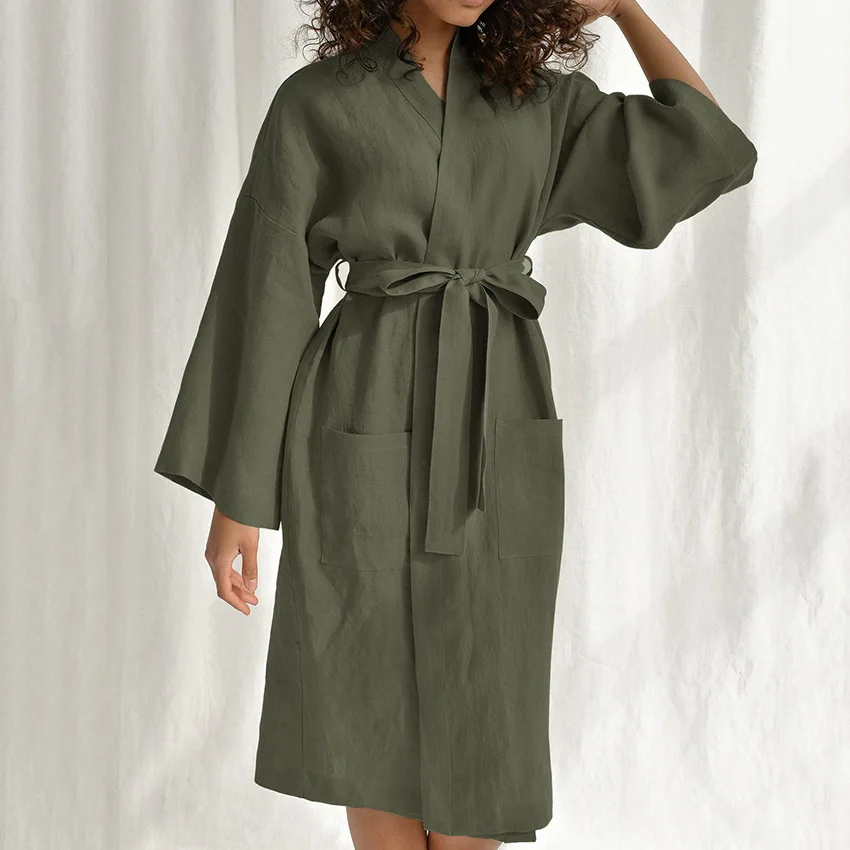 

New Japanese kimono in spring and summer Women's bathrobe cotton comfortable loose cardigan sweaty nightgown household clothes