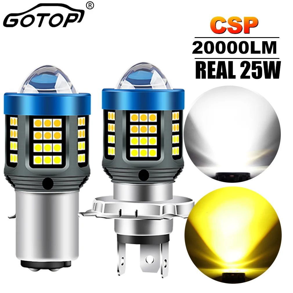 

1pc 20000LM 25W Motorcycle Headlights H4 BA20 LED Bulbs Lens CSP LED Moto High/Low Beam Led Bulbs Scooter Accessories DC 12V