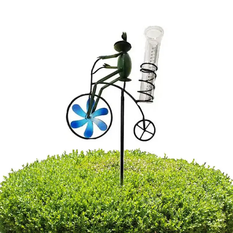 Лягушка Датчик дождя Лягушки на цикле Спиннер ветра Металлический