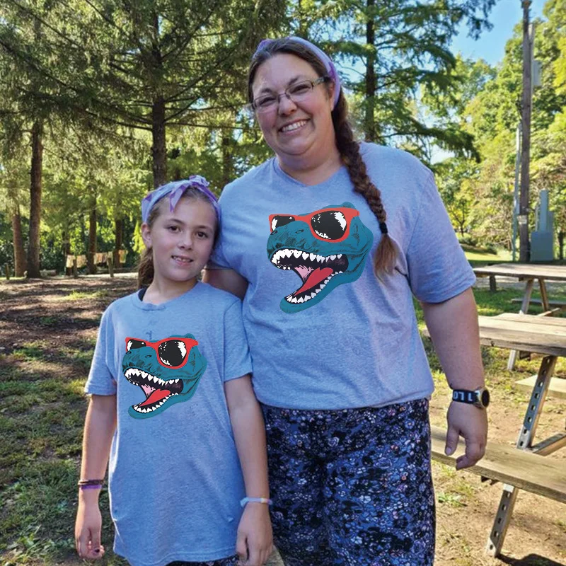 

Family Tshirts Fashion mommy and me clothes baby girl clothes Dinosaur Print Fashion Cotton Family Look Mom Mother kids Clothes