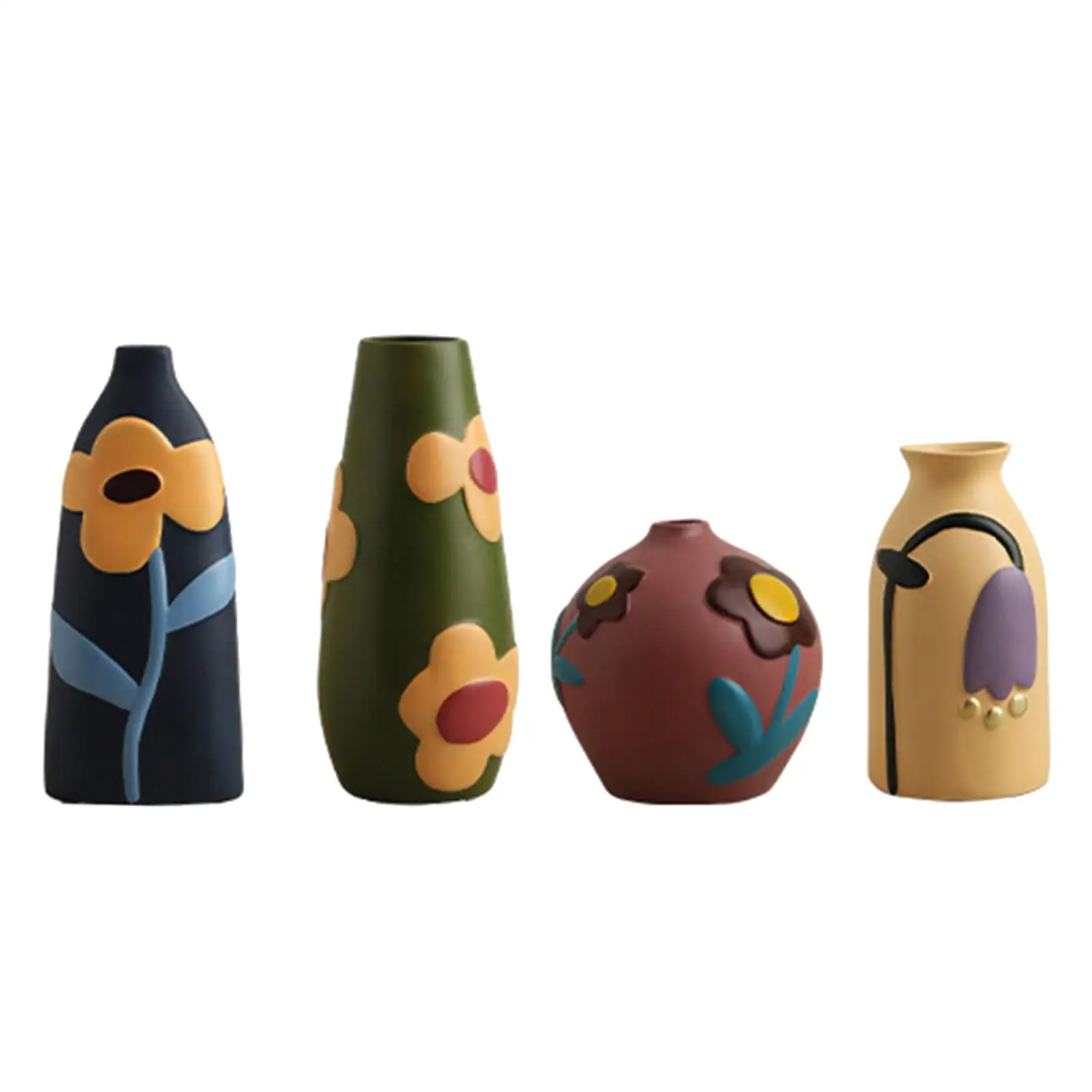 

Dried Flower Vase Minimalist Flower Arrangement Ceramic Painted Vase for Shelf Office Dining Room Fireplace Dinner Table