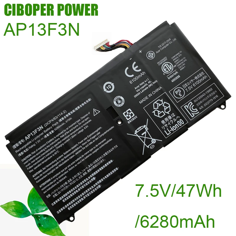 

CIBOPER POWER Original Laptop Battery AP13F3N 7.5V/6280mAh/47WH For Aspire S7-392 S7-392-9890 S7-391-6822 Ultrabook