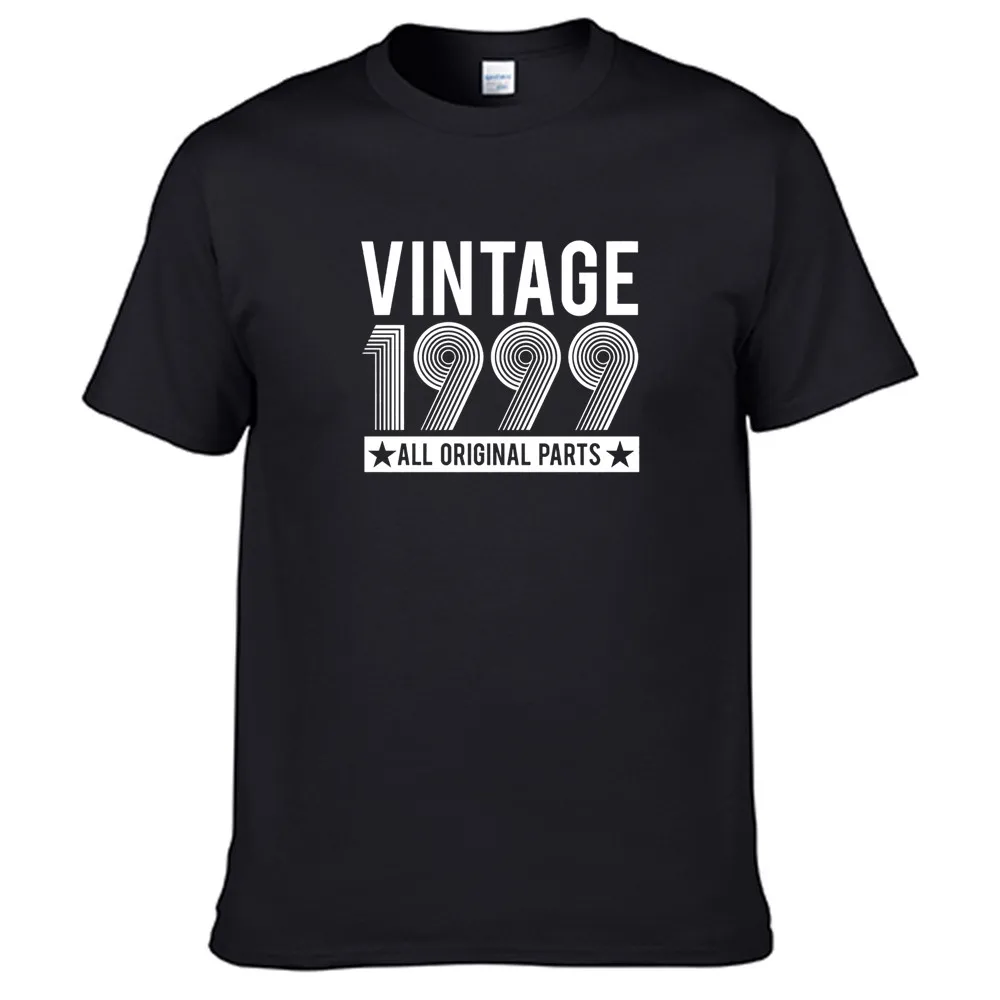 

Vintage 1999 All Original Parts Men Women Summer 100% Cotton Black Tees Male Newest Top Popular Normal Tee Shirts Unisex