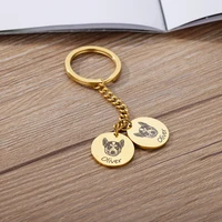 personalized custom animal name photo keychain engrave stainless steel picture key ring pendant for women trend jewelry 2022 bff