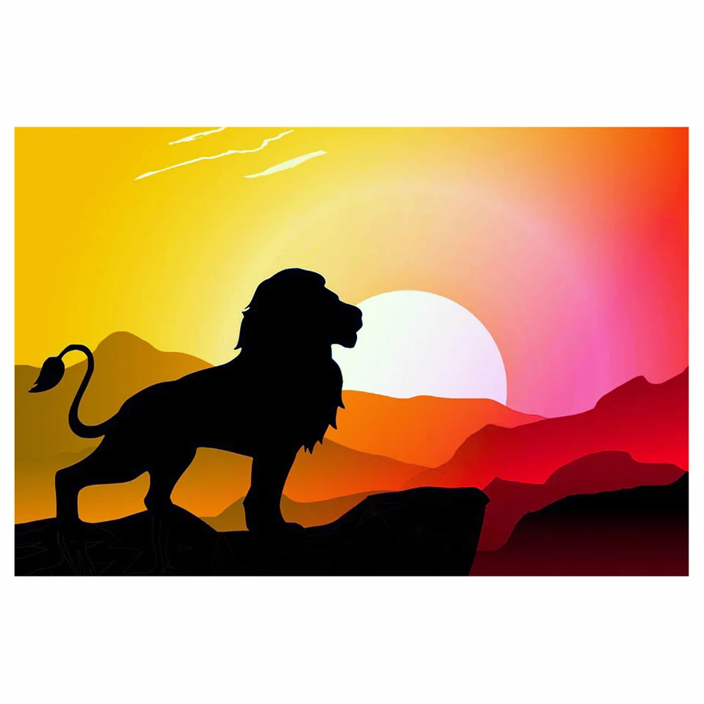

DIY 5D diamond painting lion cross stitch set full diamond embroidery mosaic landscape picture decorative gift