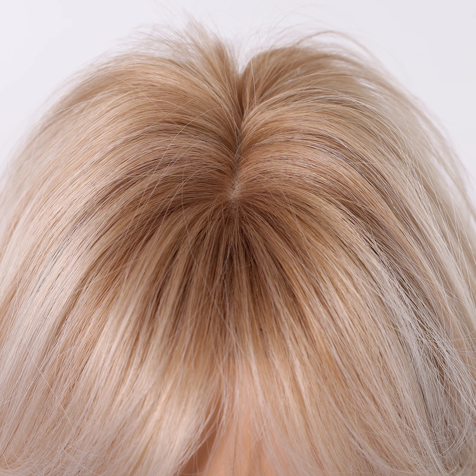 Ombre Blonde Смешанные золотистые длинные волны Синтетические парики с челкой для