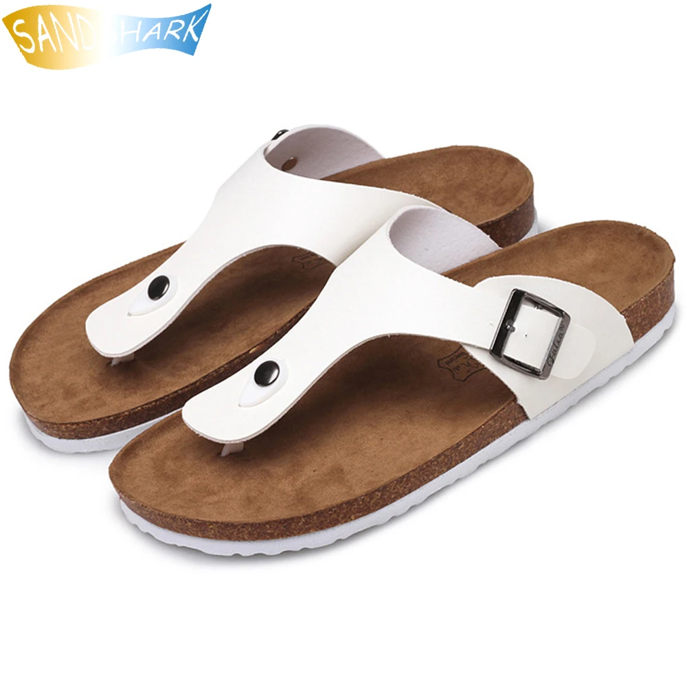 

Summer Non-slip Slip On Soft Cork Slippers For Men 2022 Flat All-match Sandy Beach Outdoor Flip Flops Male Comfortable Sandals