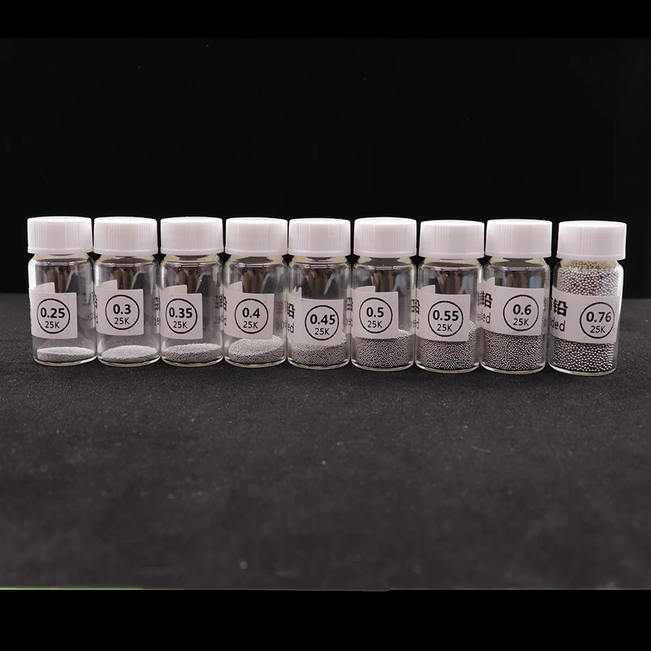 Шарики для реболлинга BGA 25 к/бутылка шарики пайки 0 2 3 35 4 45 5 55 65 свинцовые ремонта -