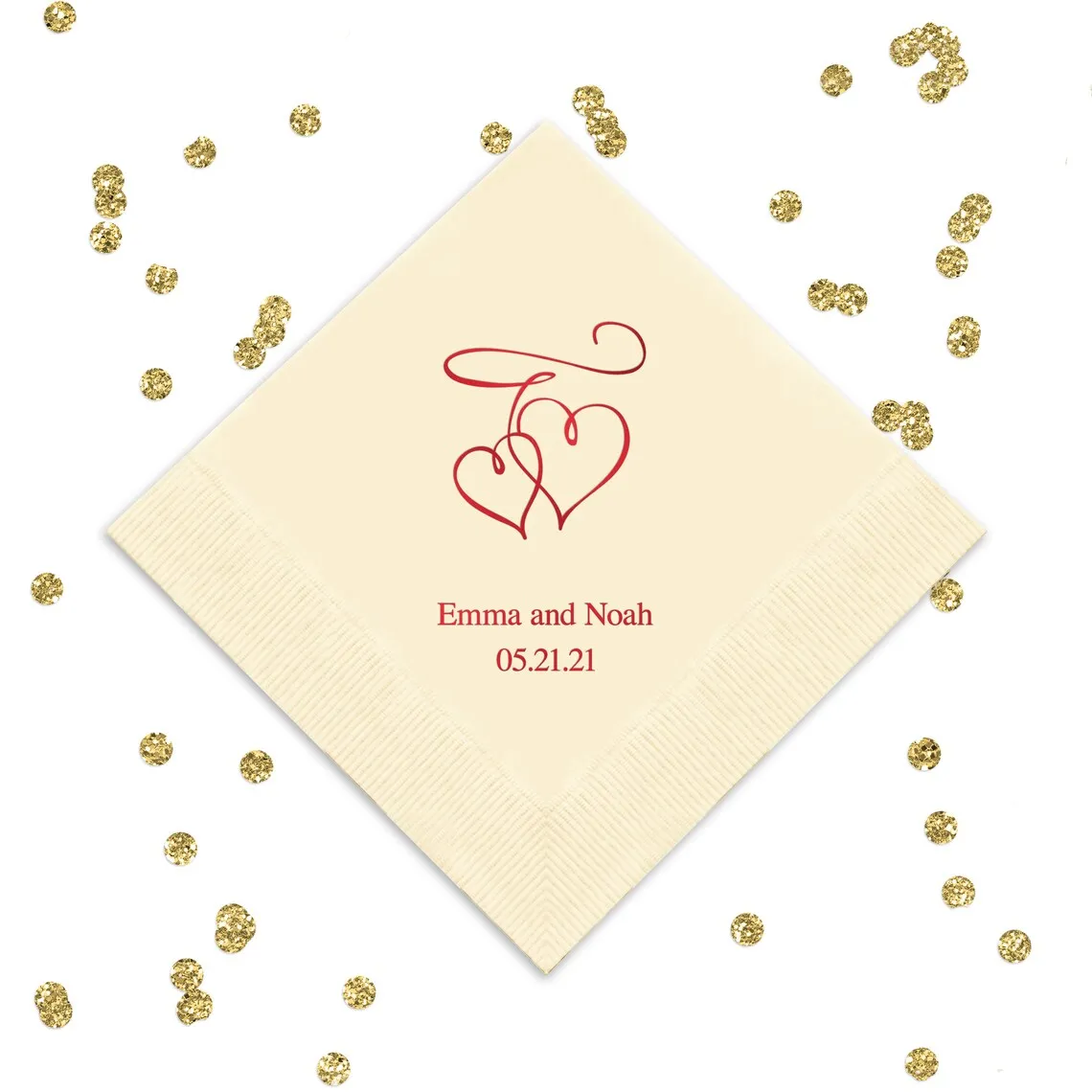 Custom Wedding Napkins - Heart Print Napkins - Anniversary Napkins - Personalized Napkins - Engagement Party - Cocktail - Lunche