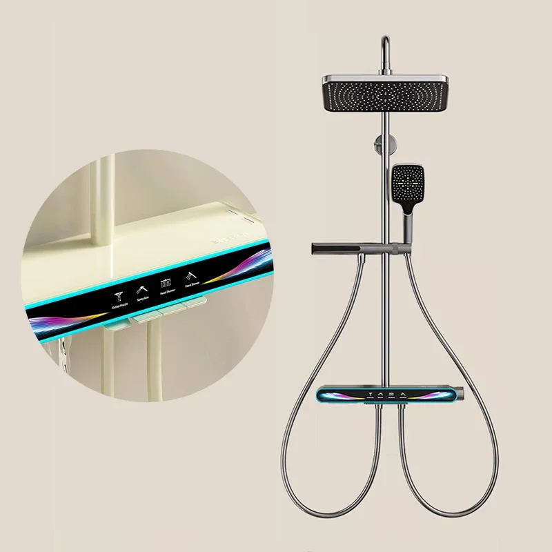Умный термостатический душевой набор с цифровым дисплеем из меди