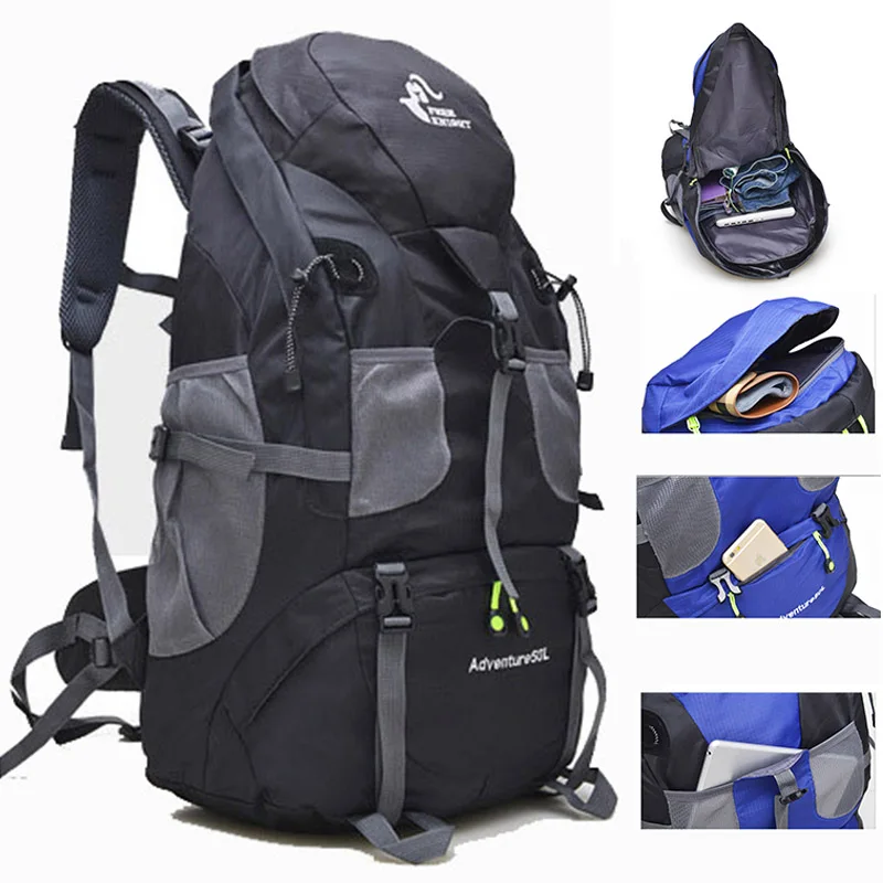 

Дорожный рюкзак унисекс, спортивная сумка 50 л для мужчин и женщин, для занятий на открытом воздухе, рыбалки, пешего туризма, скалолазания, ке...