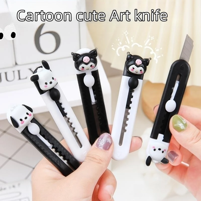 

2Pcs Kawaii Sanrio Kuromi Cinnamoroll Pochacco Art Knife Cartoon Paper Express Box Cutter Tool Cute Student Utility Stationery