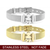 stainless steel mesh bracelet boy family charms fine bracelet european woman watch accessories