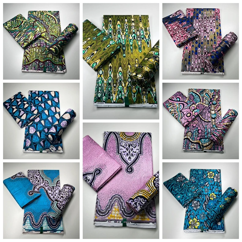 

Ankara Fabric African Real Wax Print for Dress Cotton GREEN 2022 Ghana grand wax glitter wax Lace Fabric For Wedding 6Yards