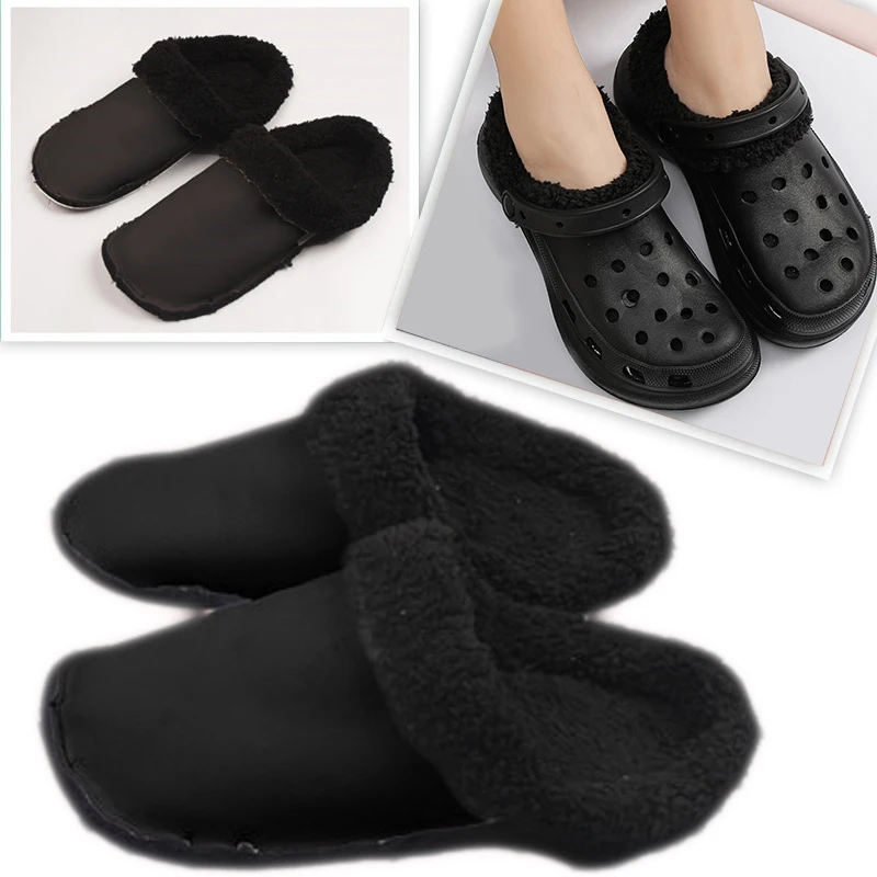 Wintes Keep Warm Short Plush Cover Insole Lining For Slippers Clogs DIY Accessories Indoor Cotton Shoes Fur Liners For Women Men