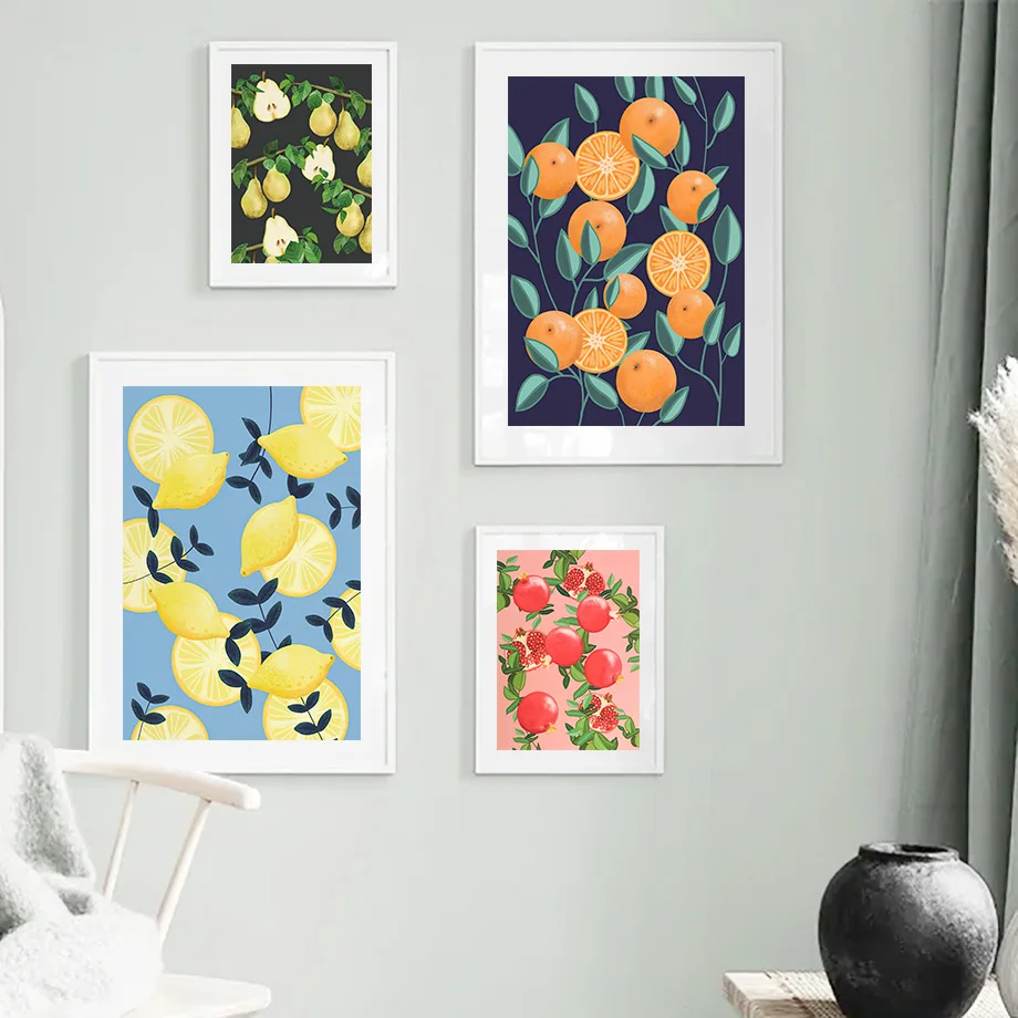 Настенная картина с изображением фруктов оранжевого лимонада персика граната