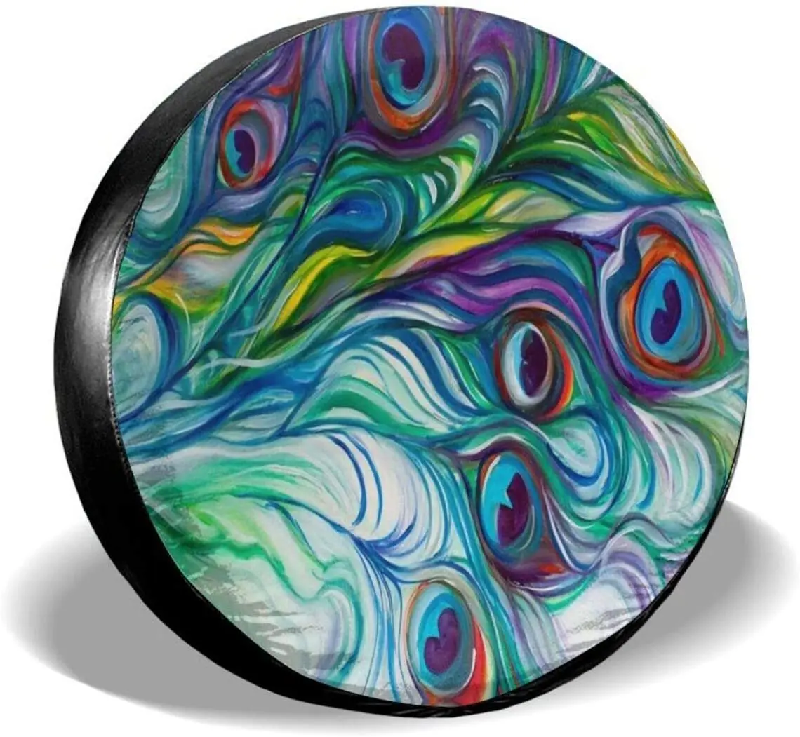 

Peacock Feather Spare Tire Cover Waterproof Dust-Proof UV Sun Wheel Tire Cover Fit for Jeep,Trailer, RV, SUV and Many Vehicle 17
