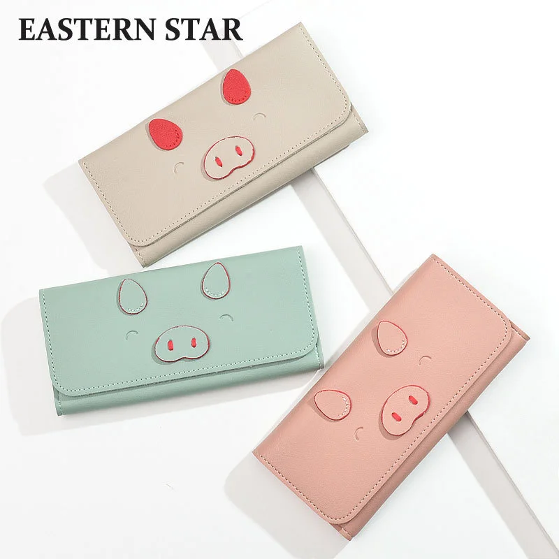 2022 New Cartoon Wallet Women's Long Cute Solid Color Student Bag Multi functional Large Capacity Zero Wallet