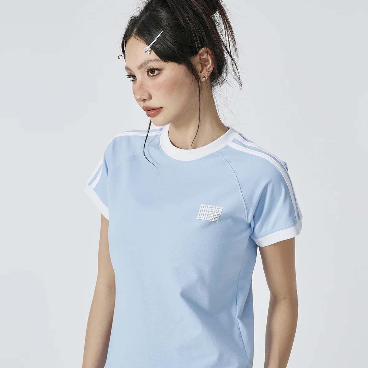 UFZ солнцезащитная крутая быстросохнущая короткая футболка на плечо Gyaru