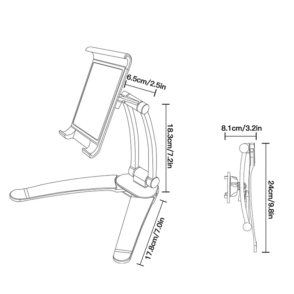 

Tablet Holder 360 Degrees Rotating Bracket Wall Mounted Tablettop Standing Tablet Stand for Kitchen Black