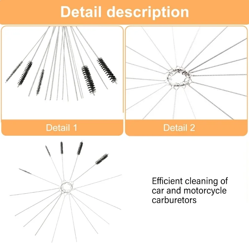 Высокоэффективный набор игл для чистки карбюраторов 15 размеров щетка удаления