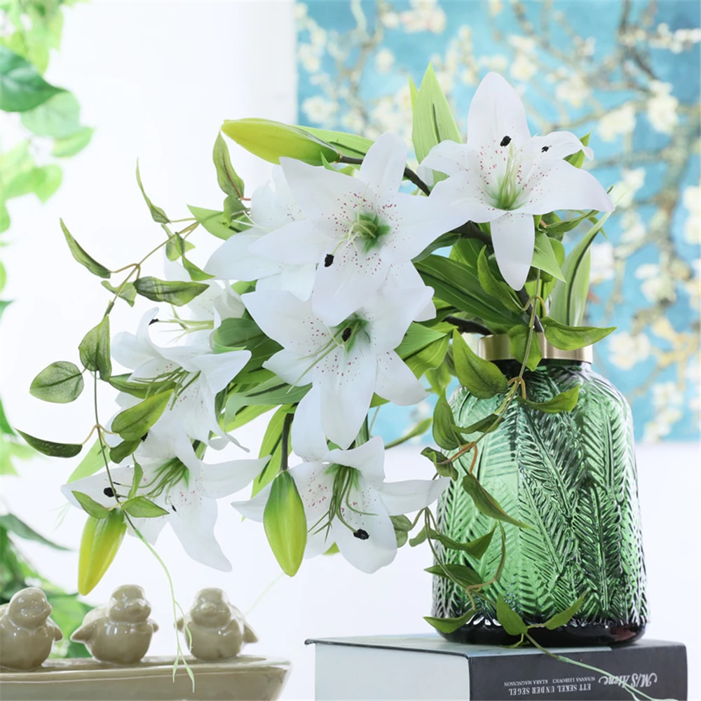 Искусственные искусственные растения, красные и синие лилии Duchesnea, индийская, искусственные бонсай, украшение для дома и офиса