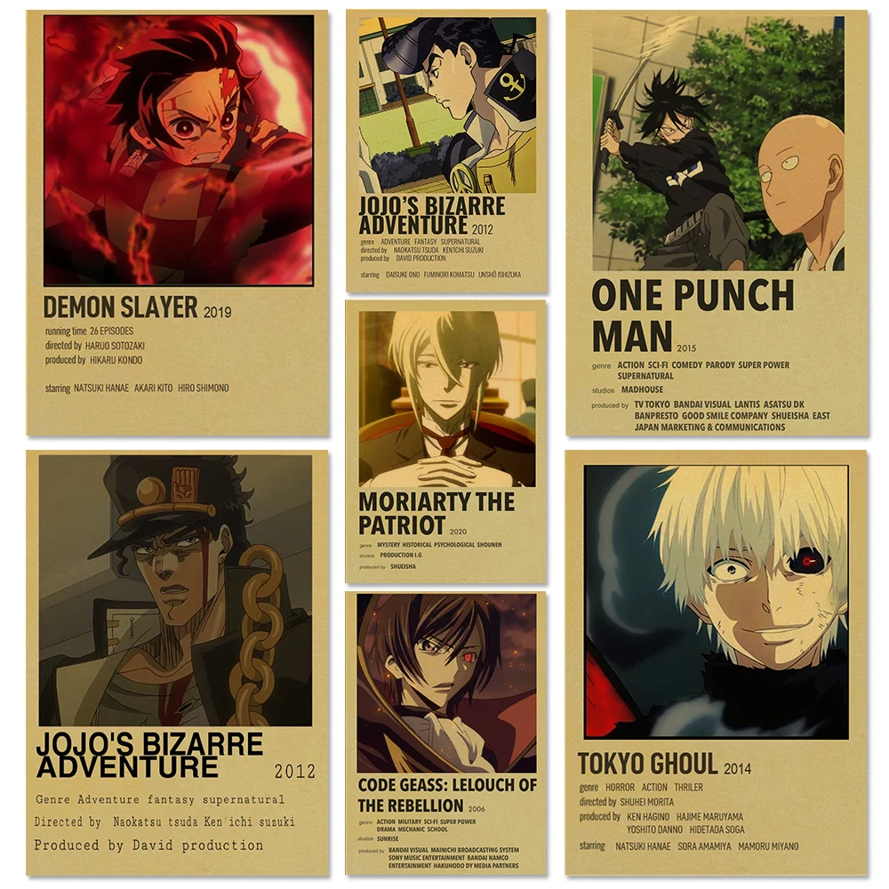 

Anime Demon Slayer Kraft Paper Poster Ghoul One Punch Man Posters Wall Art Painting Study Home Living Room Decoration Pictures