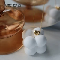 stainless steel plated 18k gold glossy stereo heart pendant necklace for women creative charm wedding jewelry