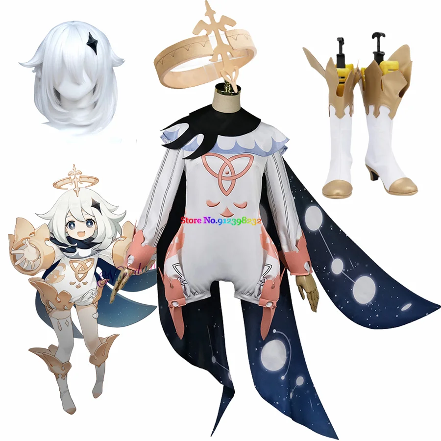 

Genshin Impact Cosplay Paimon Outfit Party Dress Uniform Anime Wig Cosplay Costume Cute Kawaii Halloween Costumes For Women Girl