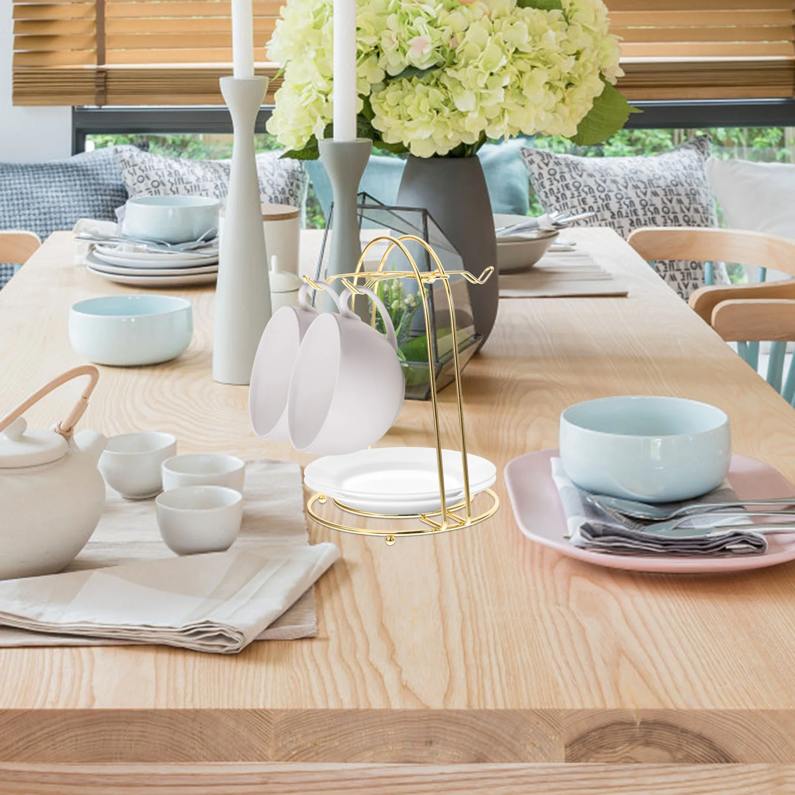 

Cup Rack Mug Holder Drying Coffee Drainer Organizer Stand Mugs Tea Storage Tree Dish Shelf Iron Cups Drain Hanger Display Metal